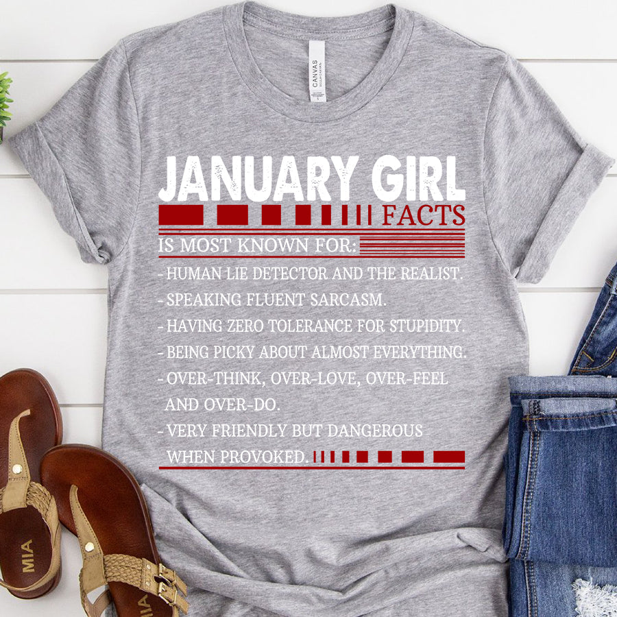 January girl facts, January birthday shirts, a queen was born in January, January shirts for Woman