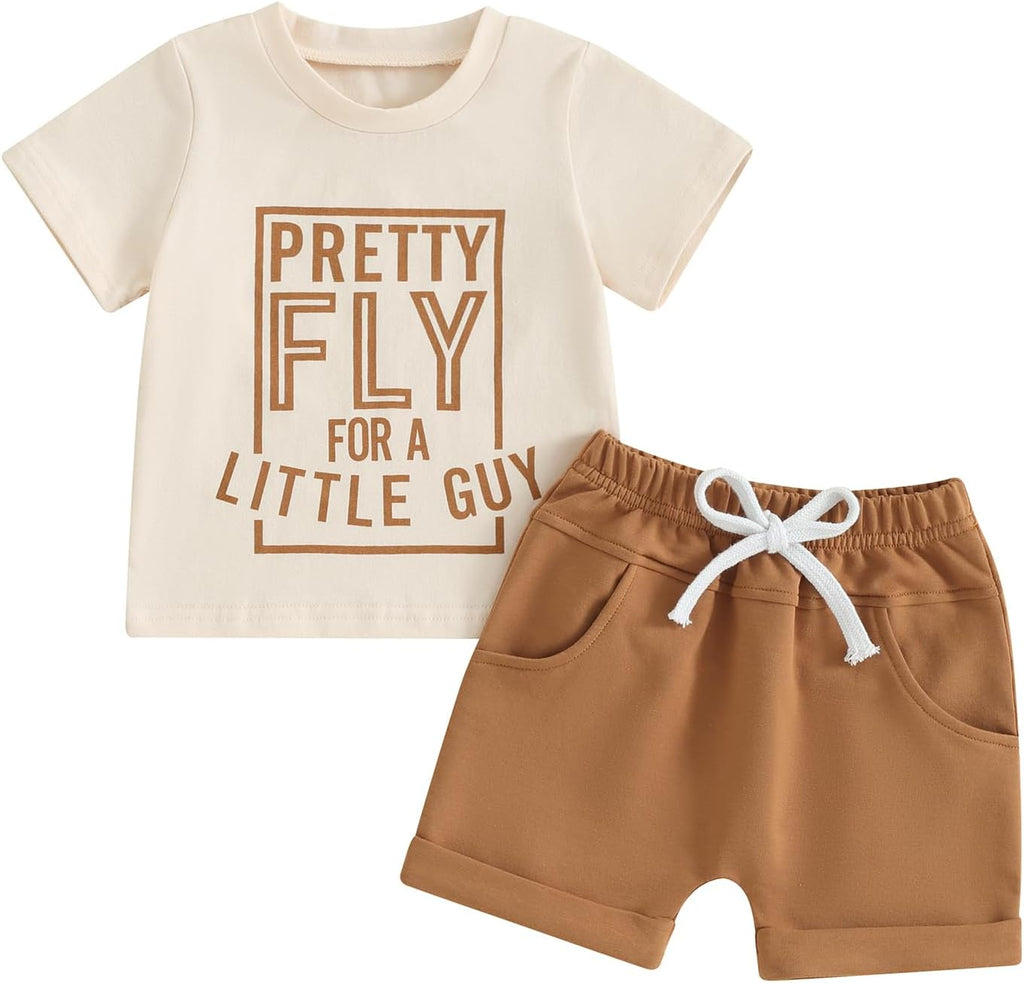 BemeyourBBs Toddler Baby Boy Summer Clothes Funny Letter T Shirt Elastic Waist Pockets Shorts Set 2 Piece Outfit