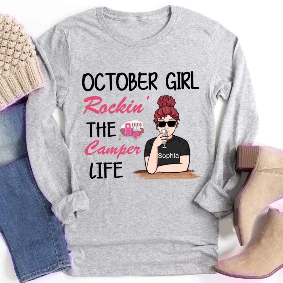October Birthday Shirt, Custom Birthday Shirt, Queens are Born In October, October Birthday Shirts For Woman, October Birthday Gifts , Camping Lover