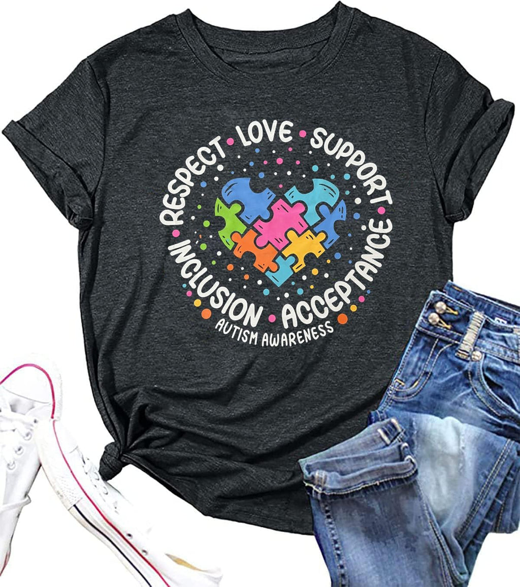 Women Be Kind Autism Awareness Shirt Inspirational Teacher Tshirt in a Wolrl Where You Can Be Anything Kindnessed Graphic Top