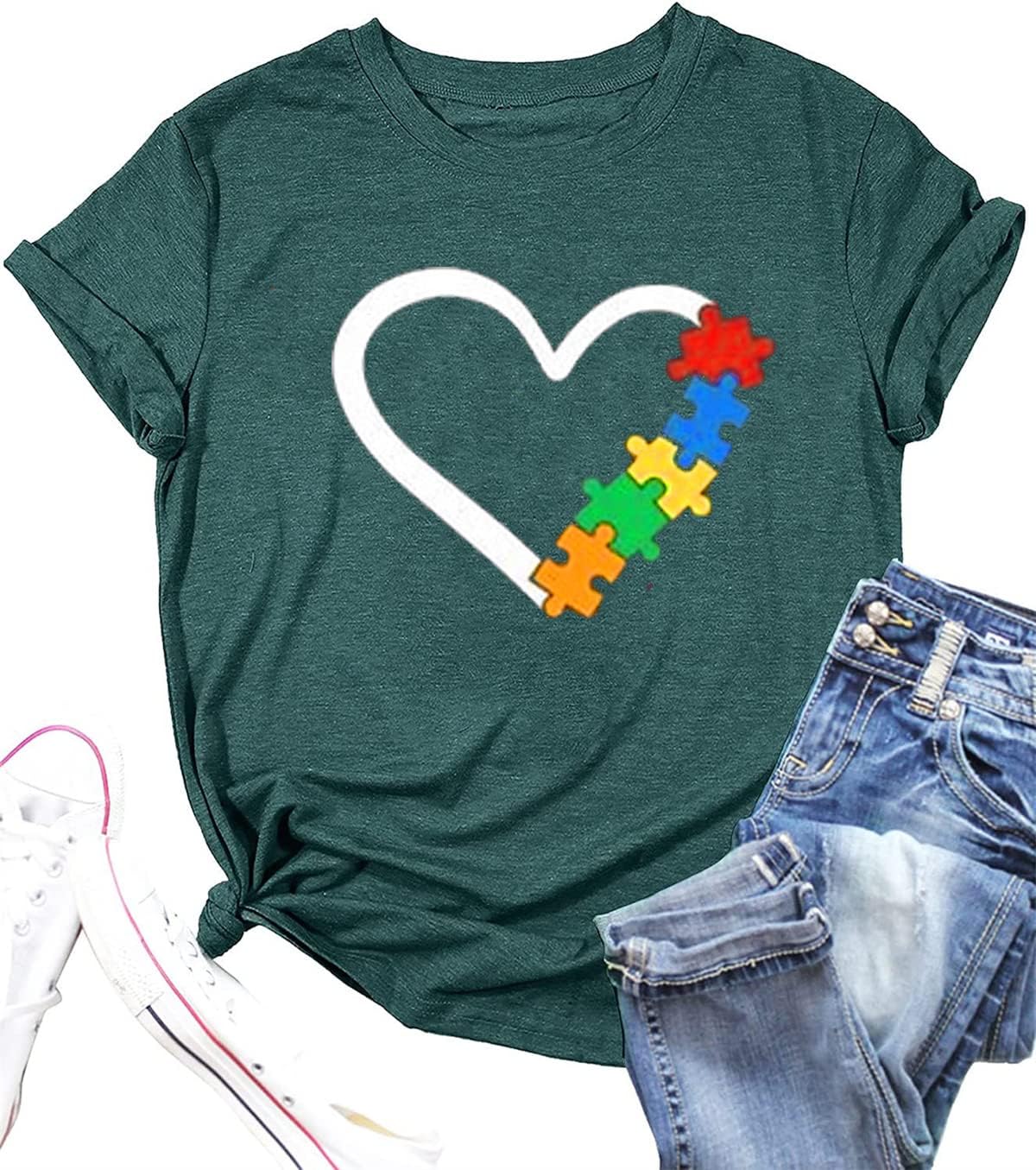 Women Be Kind Autism Awareness Shirt Inspirational Teacher Tshirt in a Wolrl Where You Can Be Anything Kindnessed Graphic Top