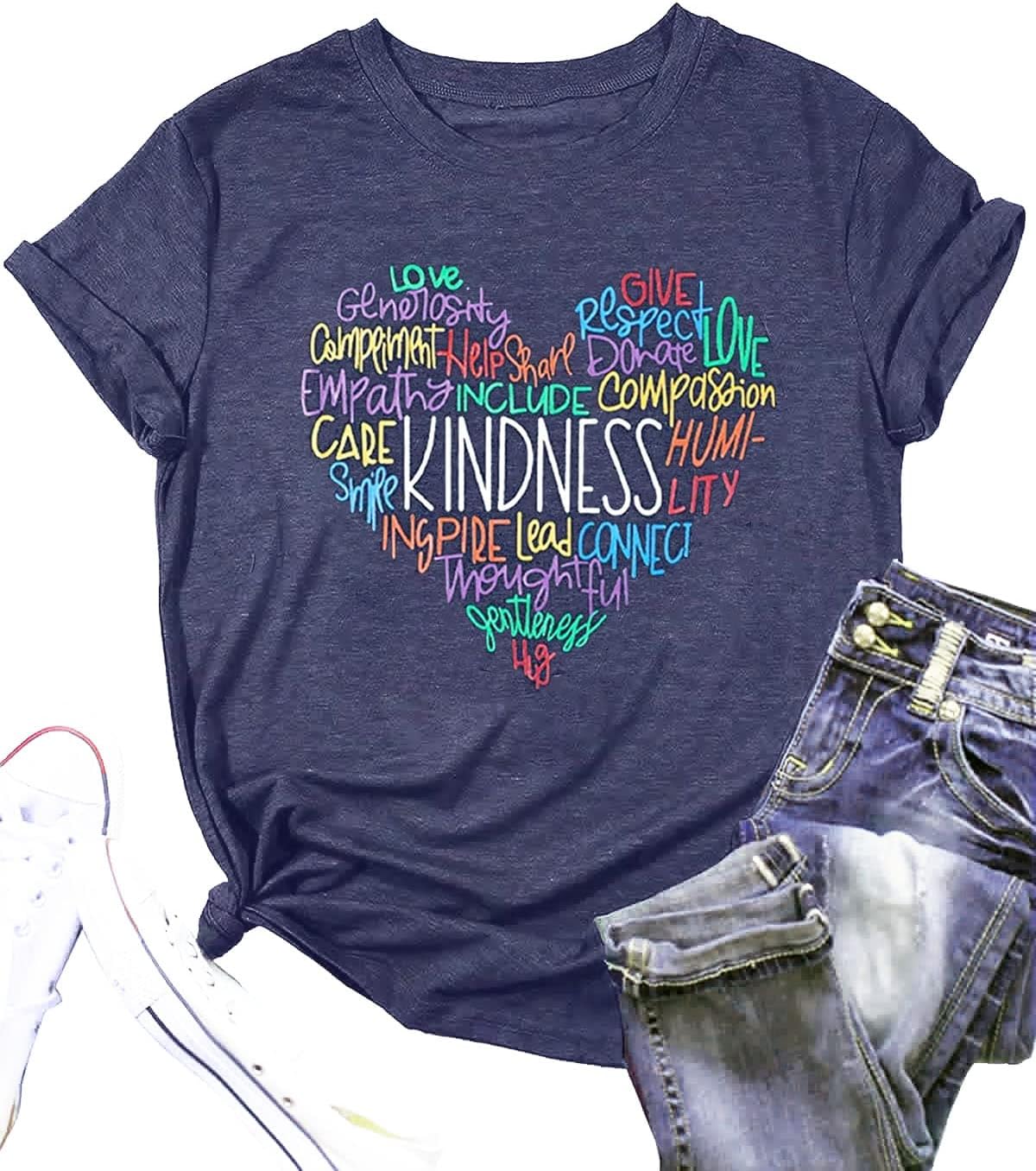 Women Be Kind Autism Awareness Shirt Inspirational Teacher Tshirt in a Wolrl Where You Can Be Anything Kindnessed Graphic Top