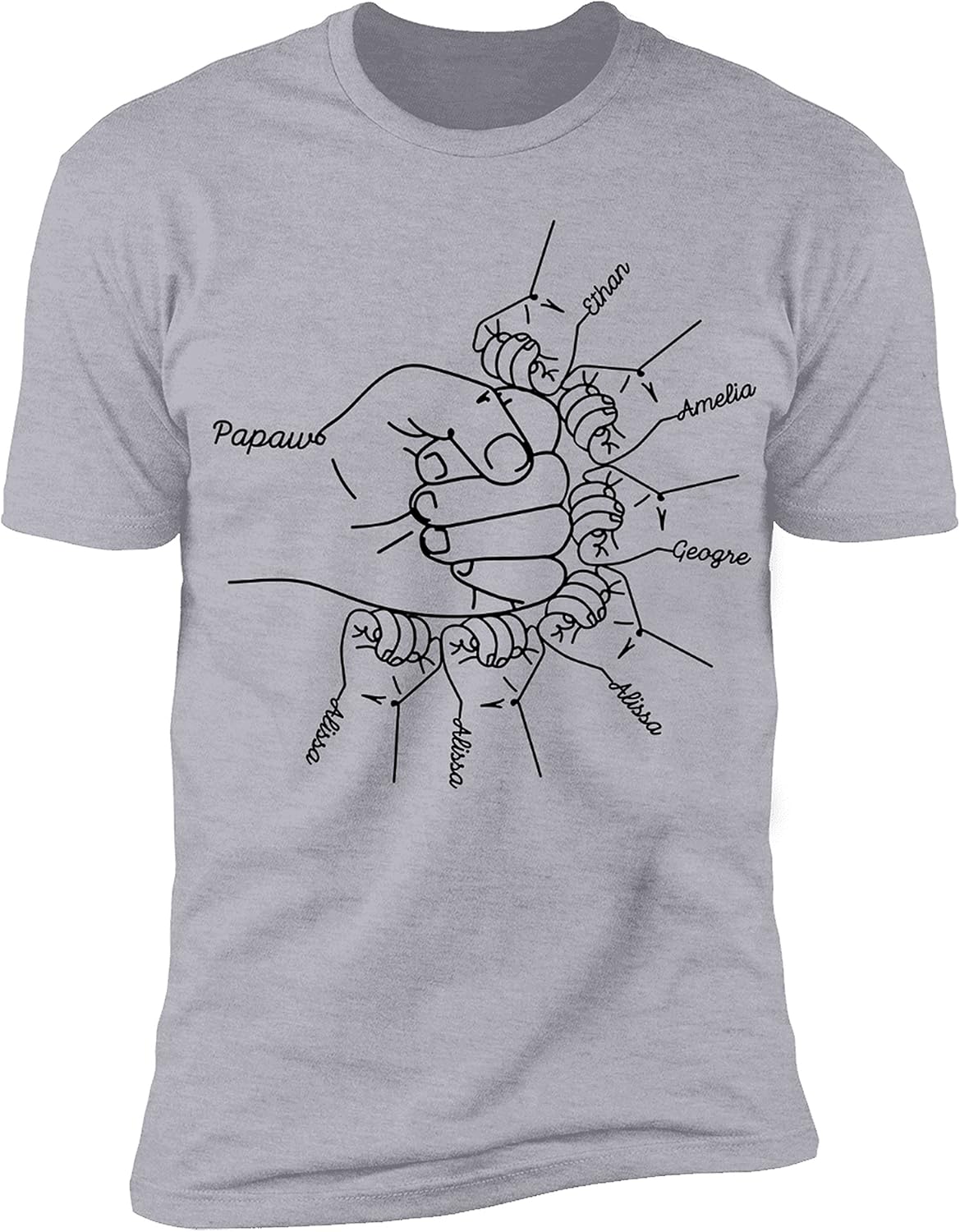 NAZENTI Personalized Fathers Day T-Shirt, Dad Papa Fist Bump Flag Shirt, Grandpa Papa Shirt, Gifts for Fathers Day