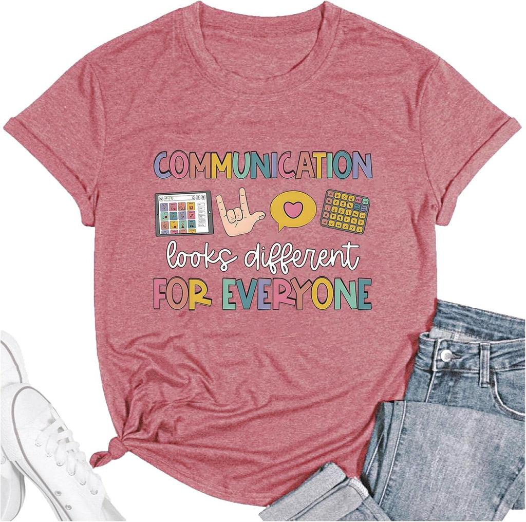 Teacher Shirts for Women Autism Speech Therapy T-Shirt Special Education Mental Health Teacher T-Shirt SLP Graphic Tee Top