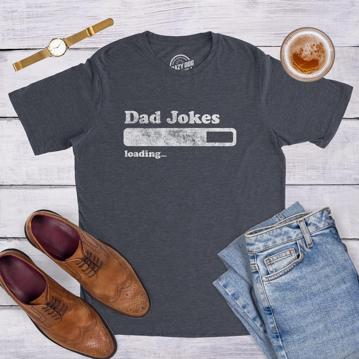 Mens Dad Jokes Loading Tshirt Funny Fathers Day Papa Novelty Graphic Tee