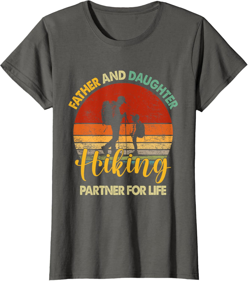 Retro Father Daughter Hiking Partner For Life Fathers Day