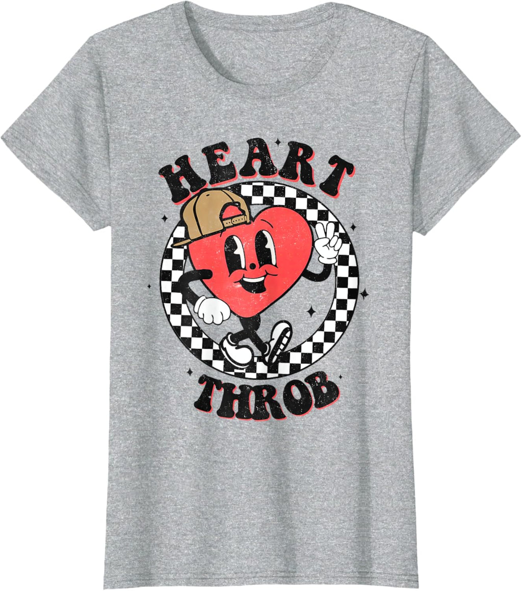 Retro Heart Throb Checkered Kid Preschool Boy Valentines Day