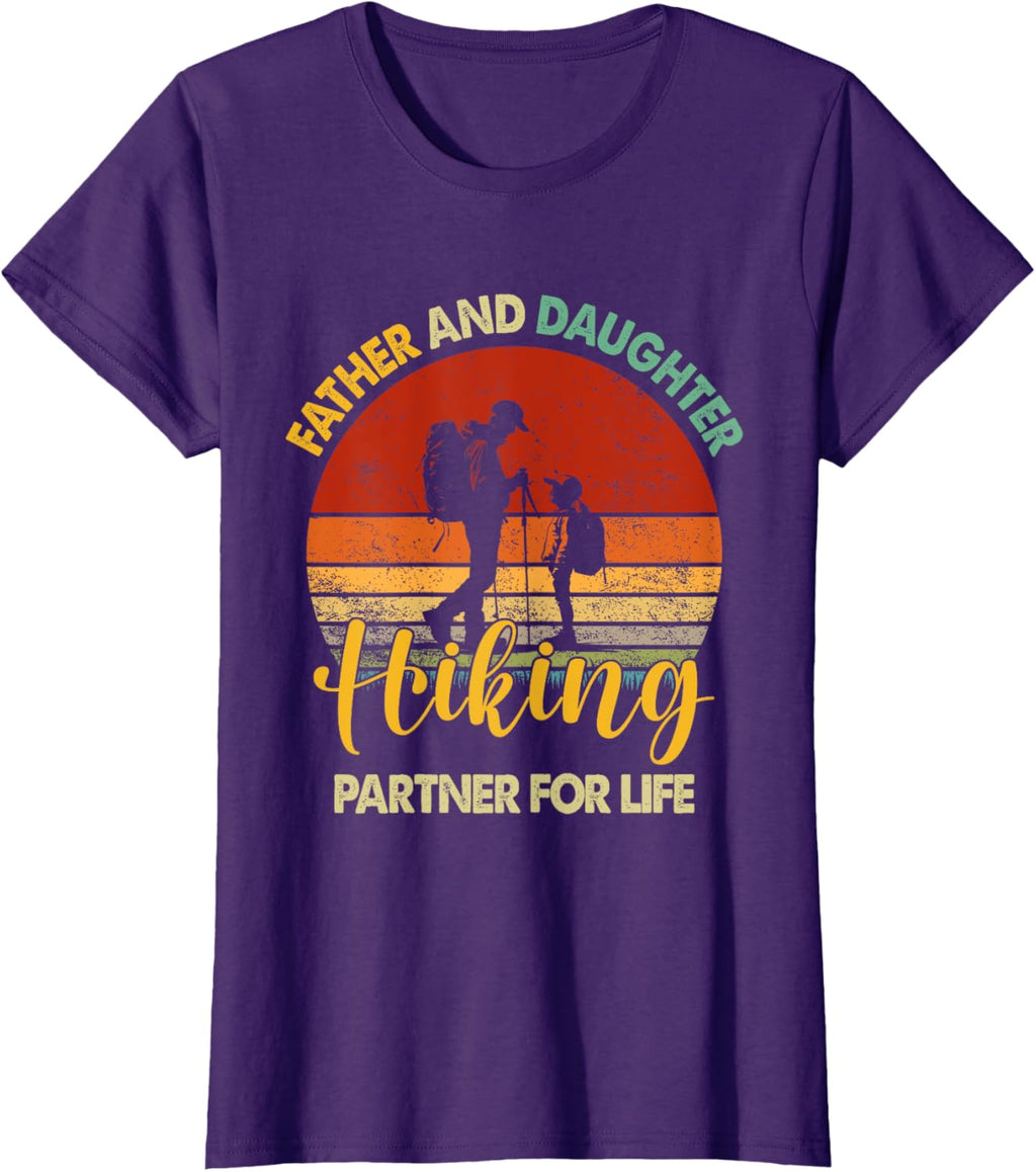 Retro Father Daughter Hiking Partner For Life Fathers Day